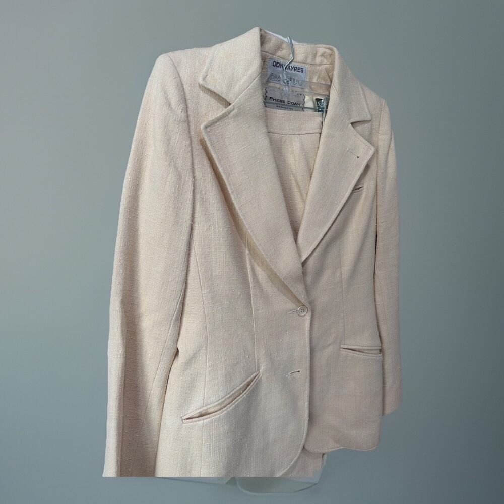 VTG Don‎ Sayres 100% Silk High-Waisted Wide-Leg Tailored Pant Suit Sz 12 Tall